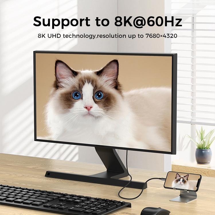 NÖRDIC 1,5 m USB4 USB-C til C nylon flettet kabel PD3.1 240W 40G 8K60Hz 4K144Hz grå