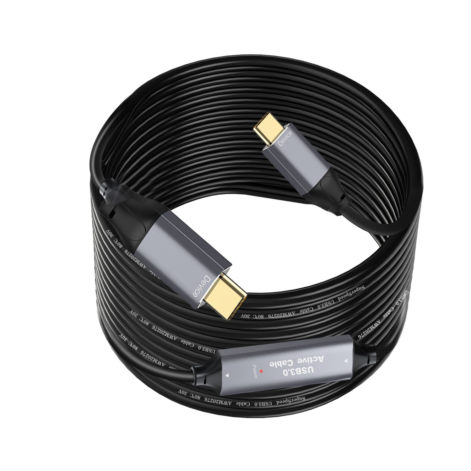 NÖRDIC 15m Aktiv USB 3.0 C til C-kabel, 5Gbps Super Speed USB-kabel