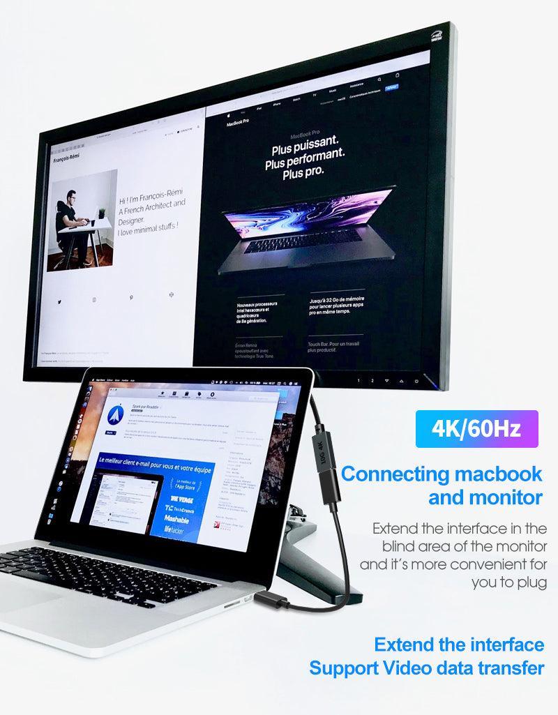 NÖRDIC 1m USB3.2 Gen2 USB-C forlængerkabel han til hun 10Gbps 5A 100W Thunderbolt3