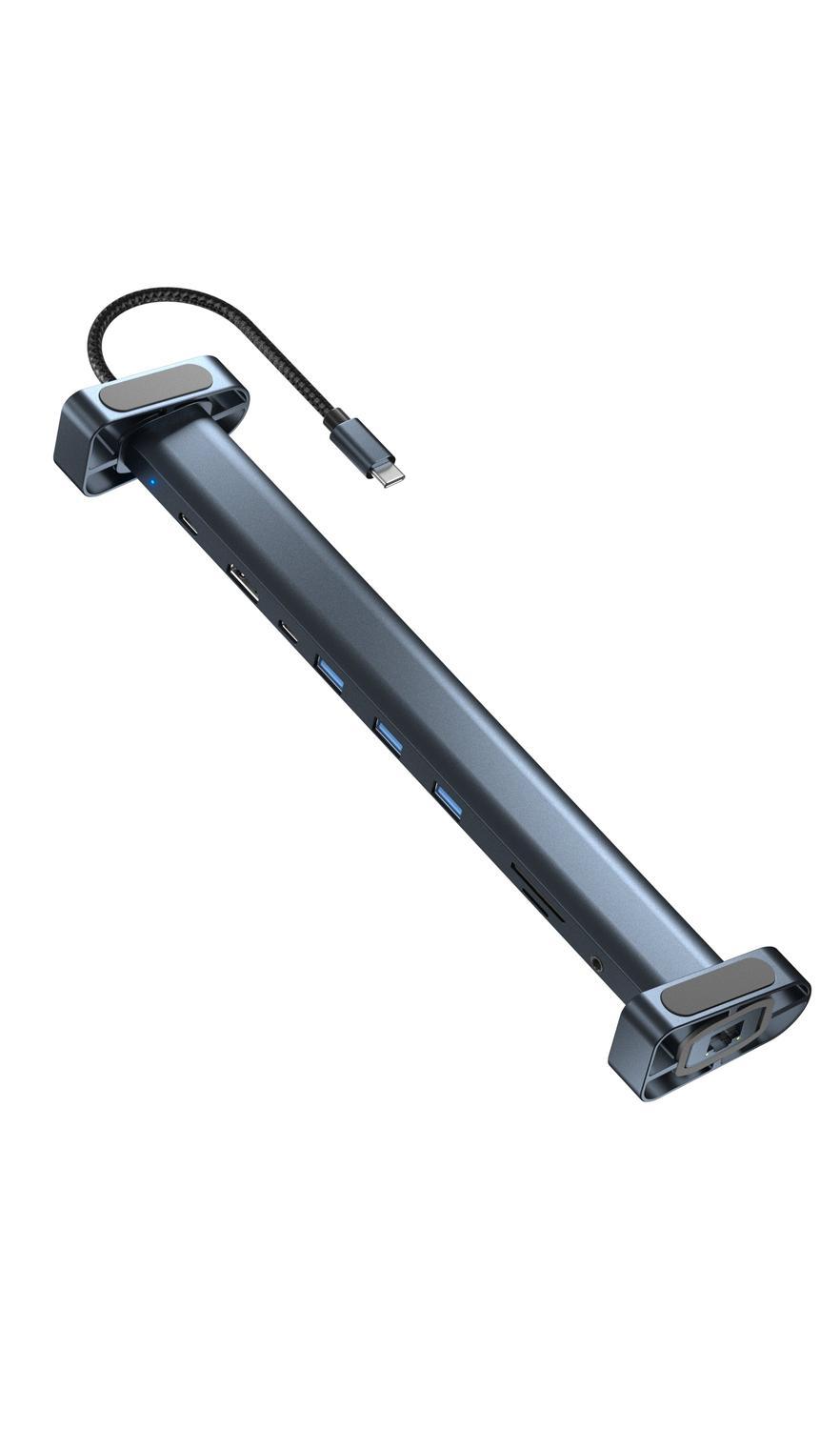 NÖRDIC 1 til 10 USB-C dockingstation 1xHDMI 4K30Hz 1xUSB-C PD100W 3xUSB-A 5G 1xLAN 10/100 1xAudio 1xTF 1xMicroSD Thunderbolt 3 & 4