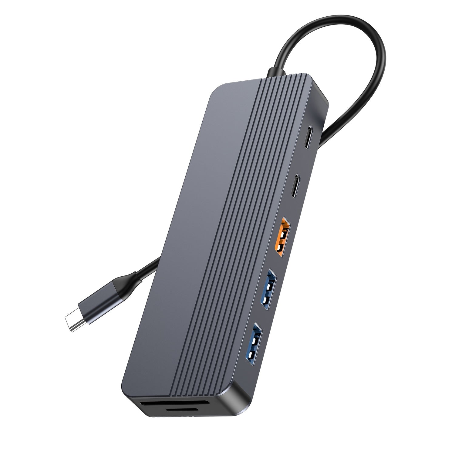 NÖRDIC 1 til 12 USB-C Dockingstation til Dobbeltskærme, 1xHDMI 4K60Hz, 1xDP 4K60Hz, 1xUSB-C PD 100W, 2xUSB-C, 3xUSB-A, med Ethernet