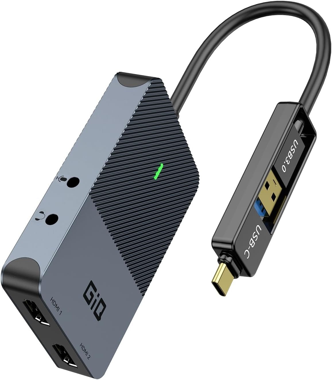 NÖRDIC DisplayLink 1 til 4 dockingstation 2xHDMI 2K@60Hz USB-A & USB-C kompatibel med USB 4, Windows og Mac1
