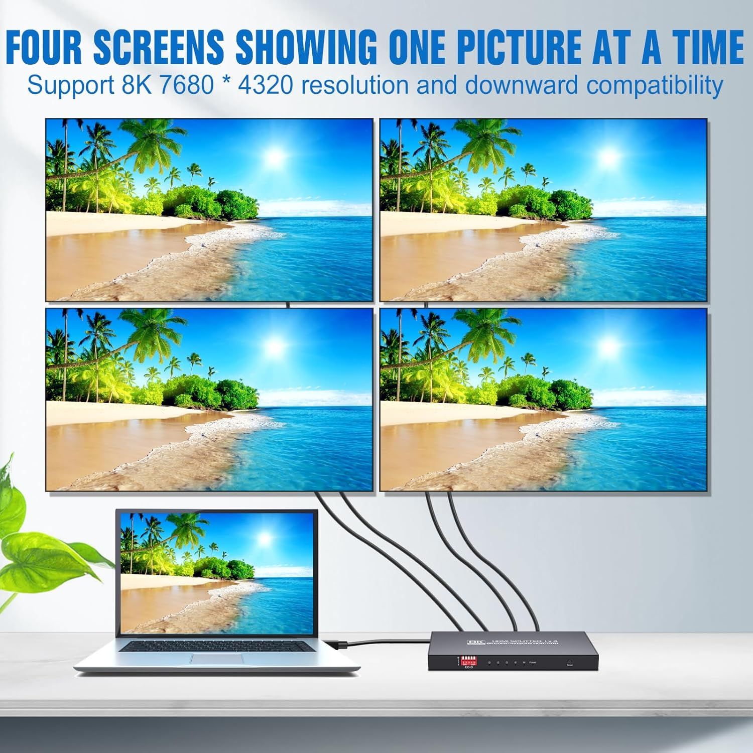 NÖRDIC 1 til 4 HDMI-splitter 2.1 8K60Hz 4K120Hz