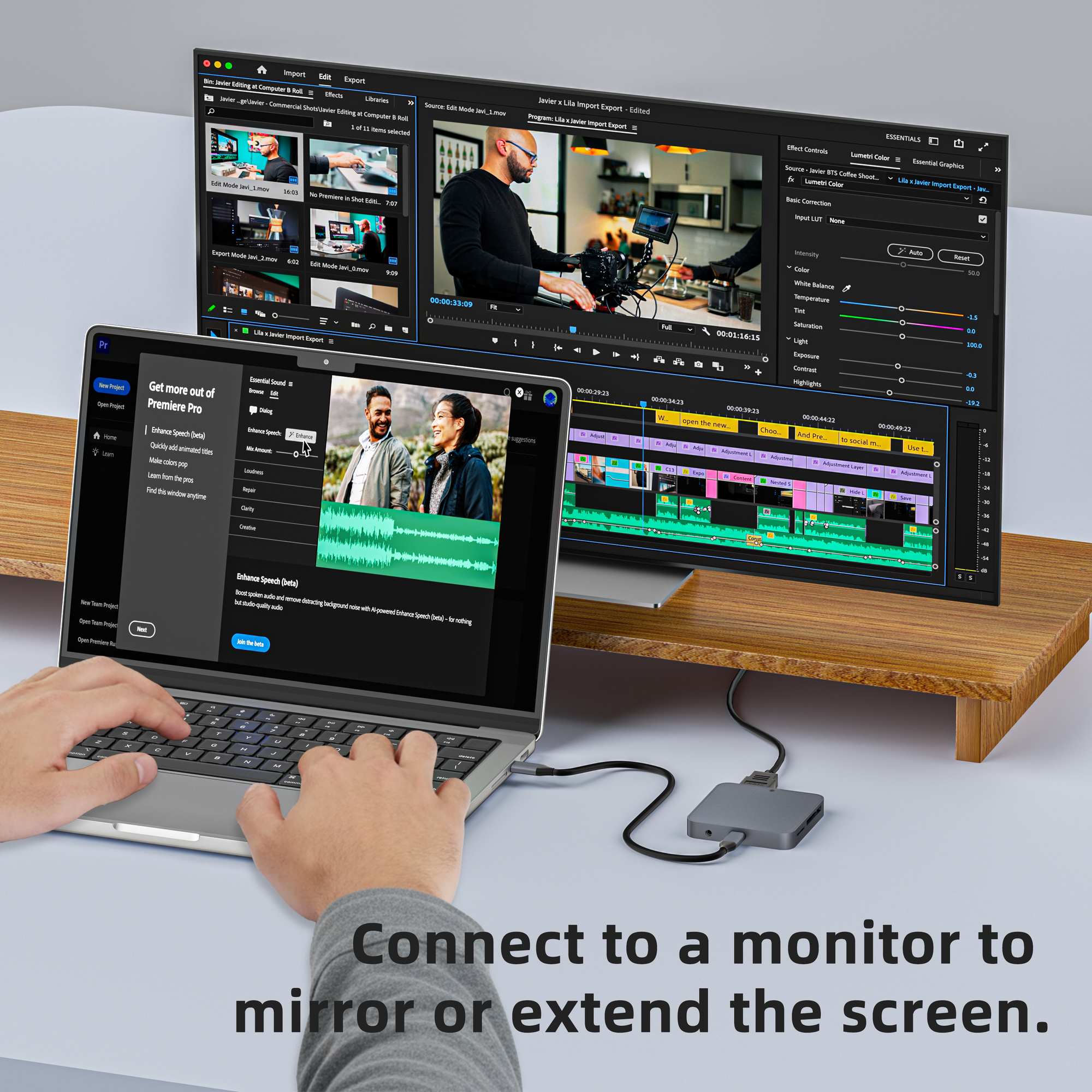 NÖRDIC 1 to 9 USB-C Docking station HDMI4K60Hz, 1xUSB-C 10G, 1xUSB-10A 5G, 1xUSB-C 100W, 1xM2 SSD 2230, 1x Stereo 3.5mm, 1x SD/MicroSD