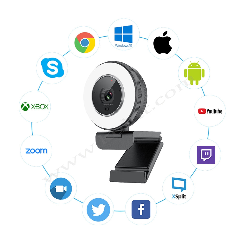 NÖRDIC 2K 30fps 4MP webcam med ringlys 5X zoom 1/2,8 CMOS-sensor