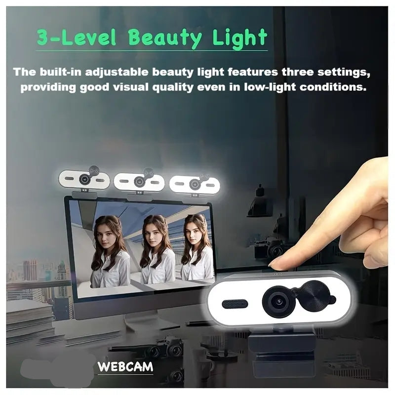 NÖRDIC 2K Webcam 2560x1440p 30fps 4MP med autofokus, indbygget mikrofon og privatlivsbeskyttelse