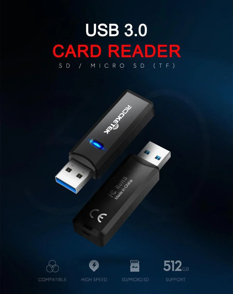 NÖRDIC USB 3.0 kortlæser 2 slot SD, MicroSD UHS-I