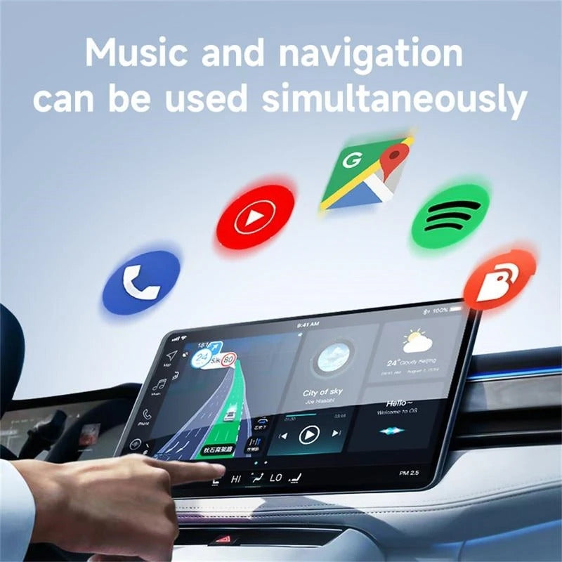 NÖRDIC 2-i-1 trådløs Android CarPlay-dongle, med USB-C-adapter, Plug & Play, WiFi 5,8 GHz, understøtter iOS 10+ og Android 11+