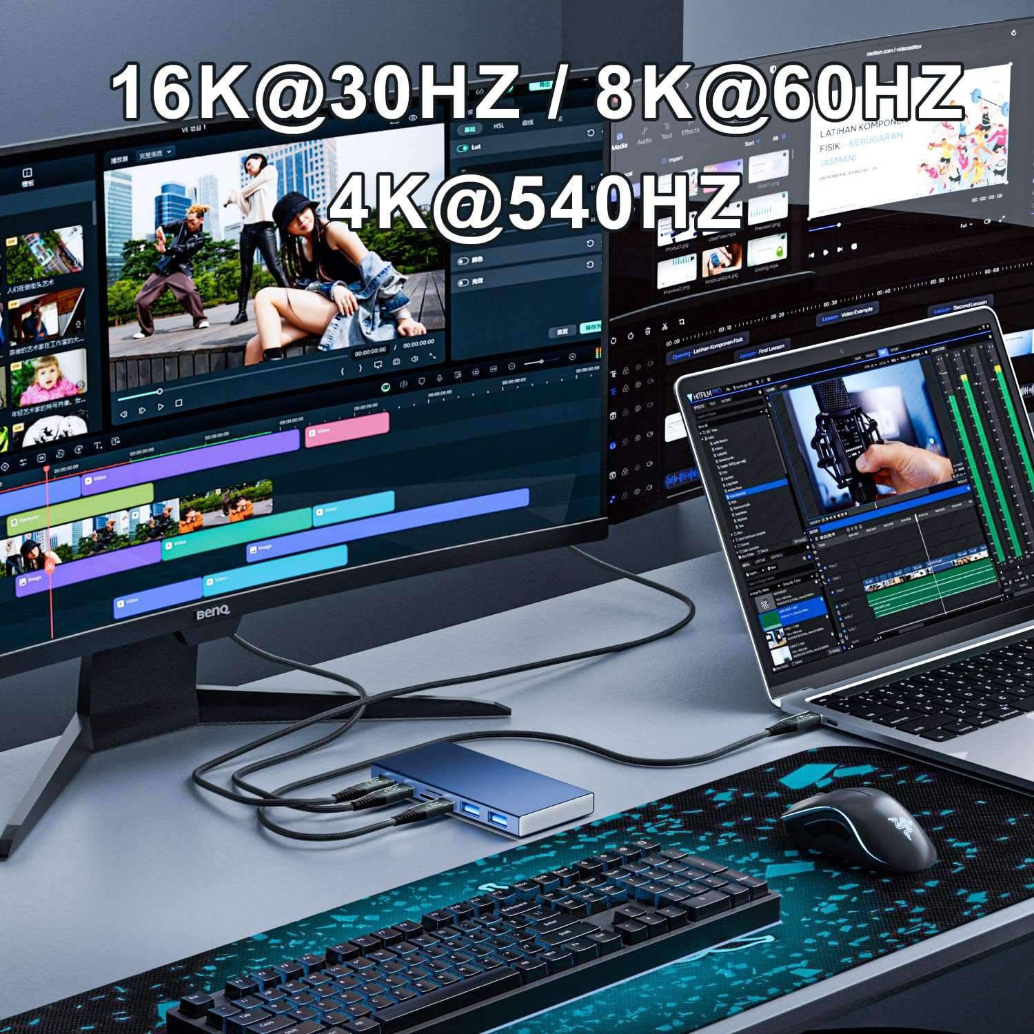 NÖRDIC 2m Thunderbolt 5 kabel 80Gbps dataoverførsel 240W opladning 120Gbps båndbredde 16K60Hz 8K60Hz 4K540Hz