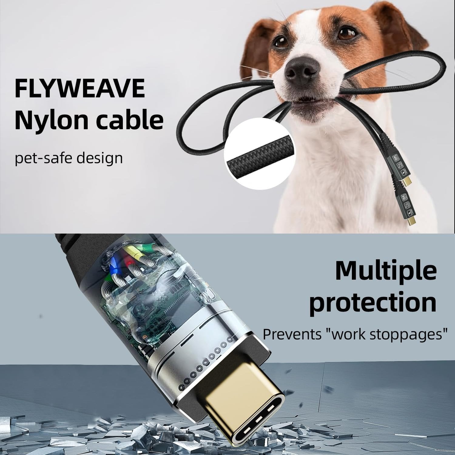 NÖRDIC 2m Thunderbolt 5 kabel 80Gbps dataoverførsel 240W opladning 120Gbps båndbredde 16K60Hz 8K60Hz 4K540Hz