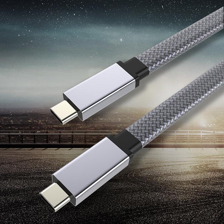 NÖRDIC 2m fladt og tyndt kabel USB3.2 Gen2 USB-C til C hurtigopladning med strømforsyning PD100W 5A 10Gbps 4K 60Hz med Emarker