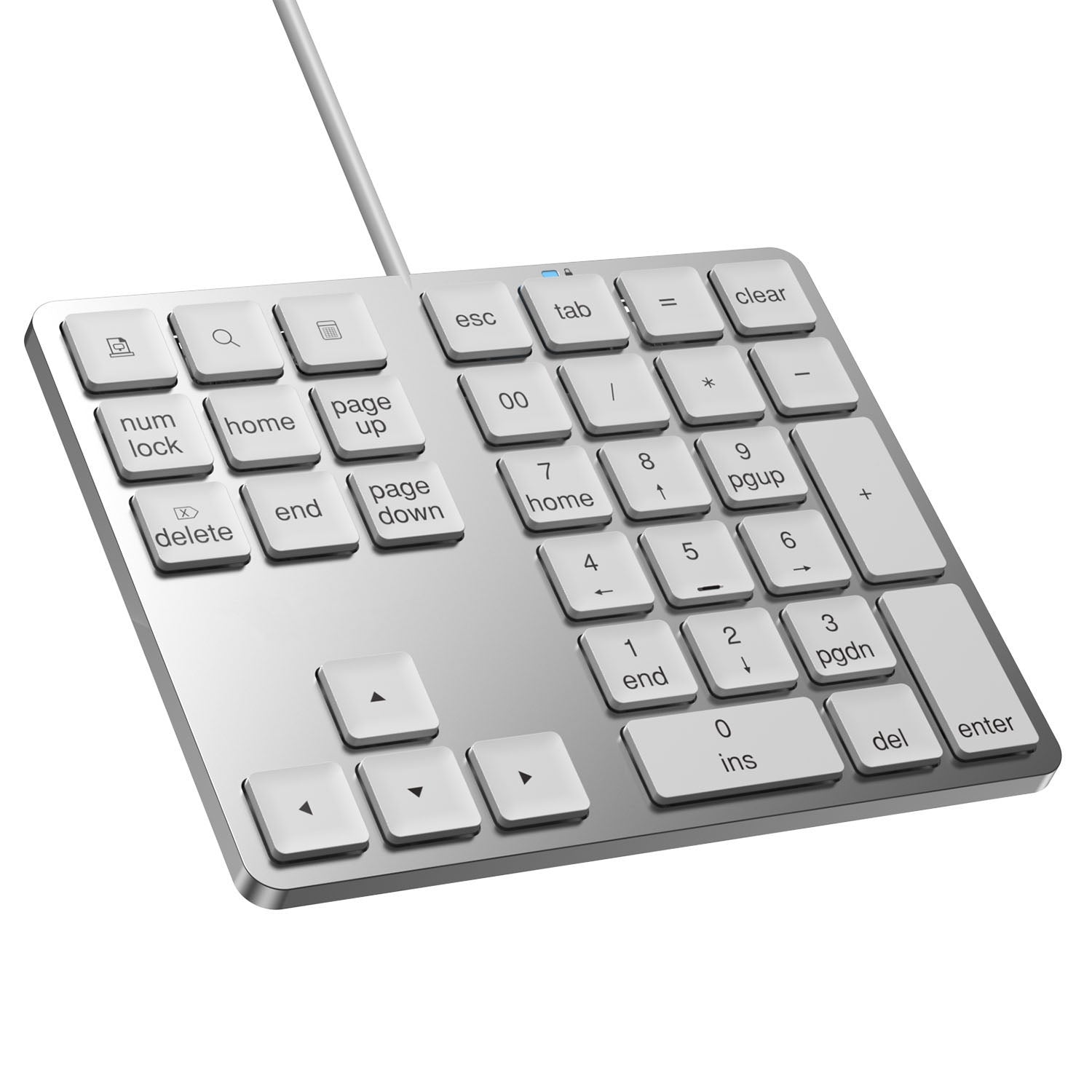 NÖRDIC USB-C Numerisk tastatur med kabel, 34 taster, 2×USB-A + 1×USB-C til opladning