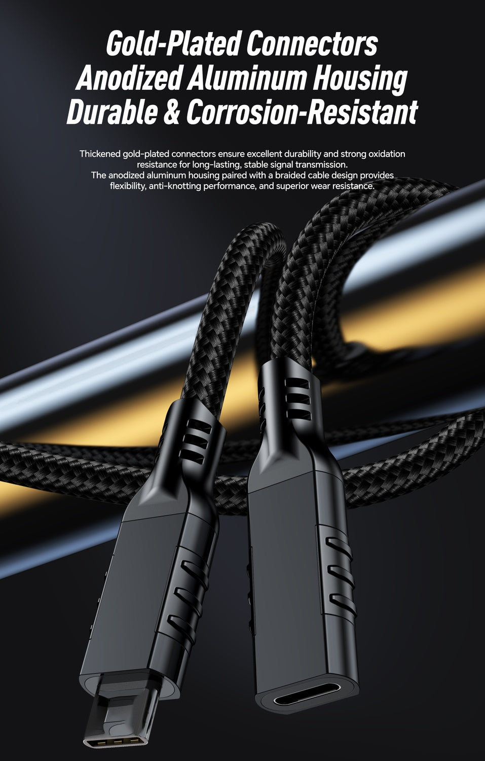 NÖRDIC 3m USB3.2 Gen2 20Gbps USB-C til C nylonflettet forlænger kabel med Power Delivery 240W 4K60Hz