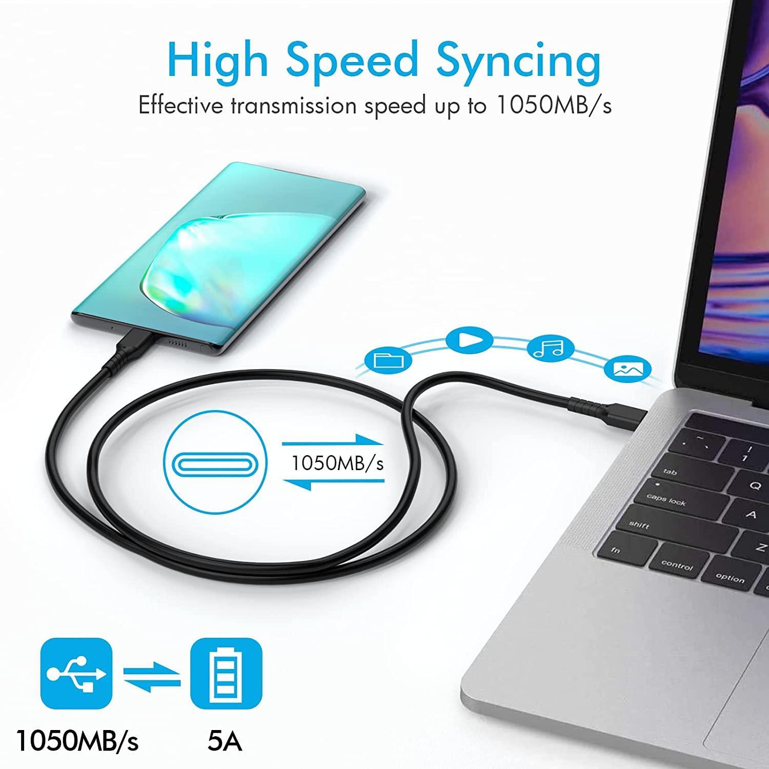 NÖRDIC 3m USB3.2 Gen2 SuperSpeed USB 10Gbps USB-C til C PVC-kabel med strømforsyning 100W, 4K60Hz video og Emarker