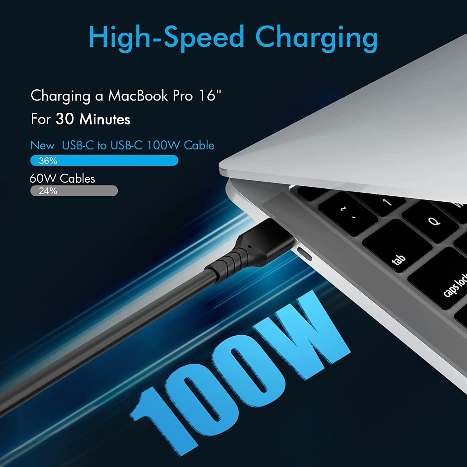 NÖRDIC 3m USB3.2 Gen2 SuperSpeed USB 10Gbps USB-C til C PVC-kabel med strømforsyning 100W, 4K60Hz video og Emarker