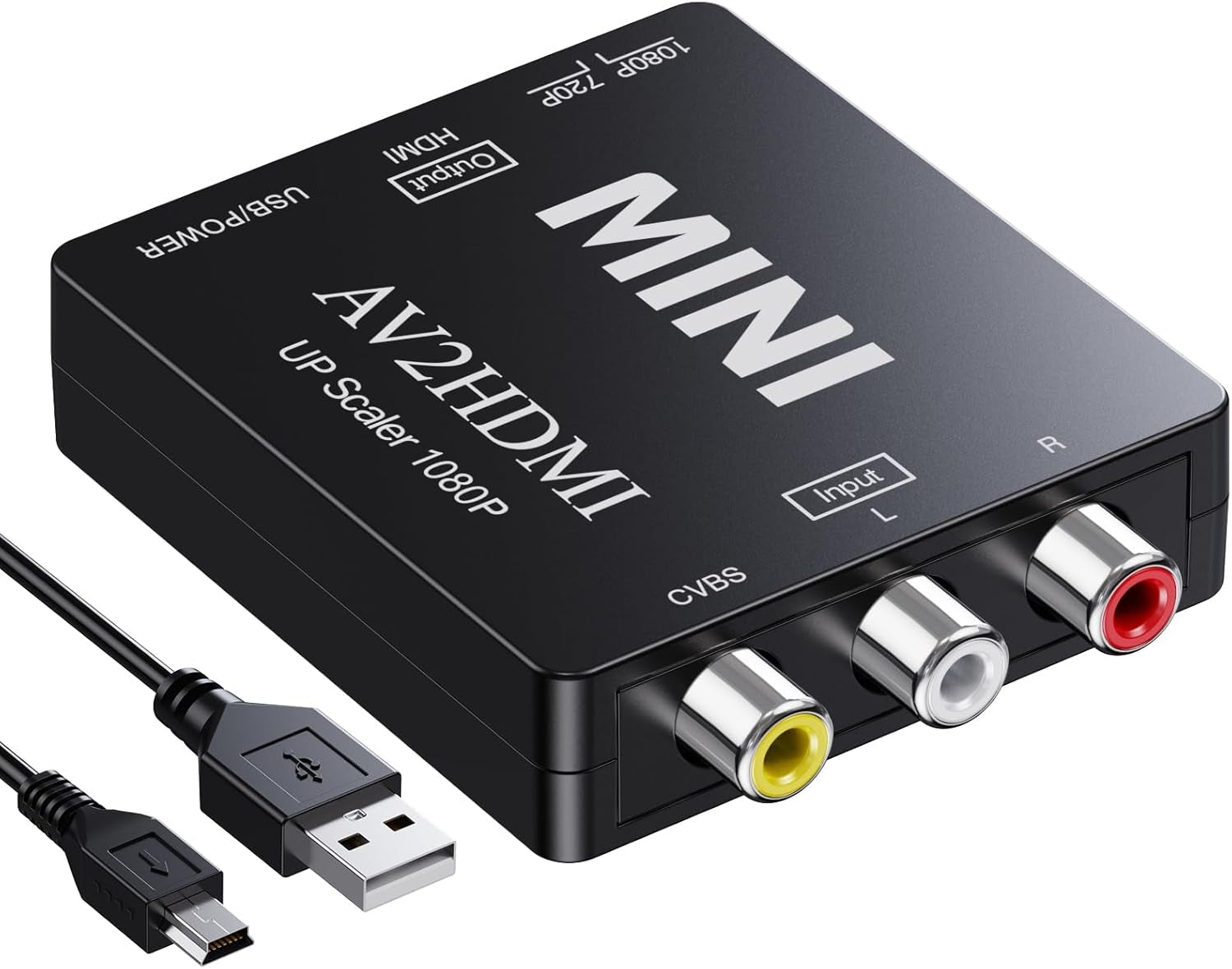 NÖRDIC 3xRCA CVBS Composite til HDMI adapter Støtte til 1080p ved 60Hz, PAL og NTSC