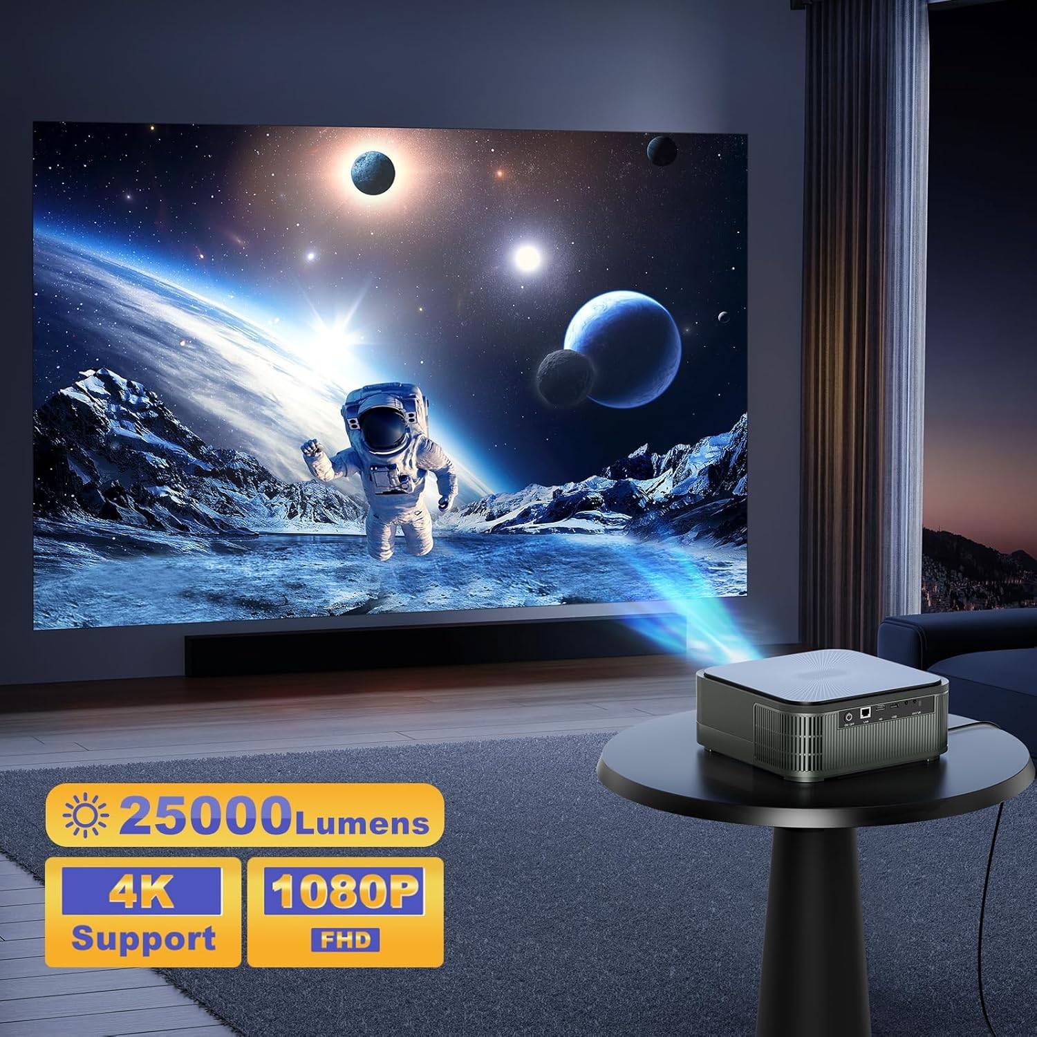 NÖRDIC 4K Projektor 500ANSI Opløsning Dobbeltbånd Bluetooth 5.1