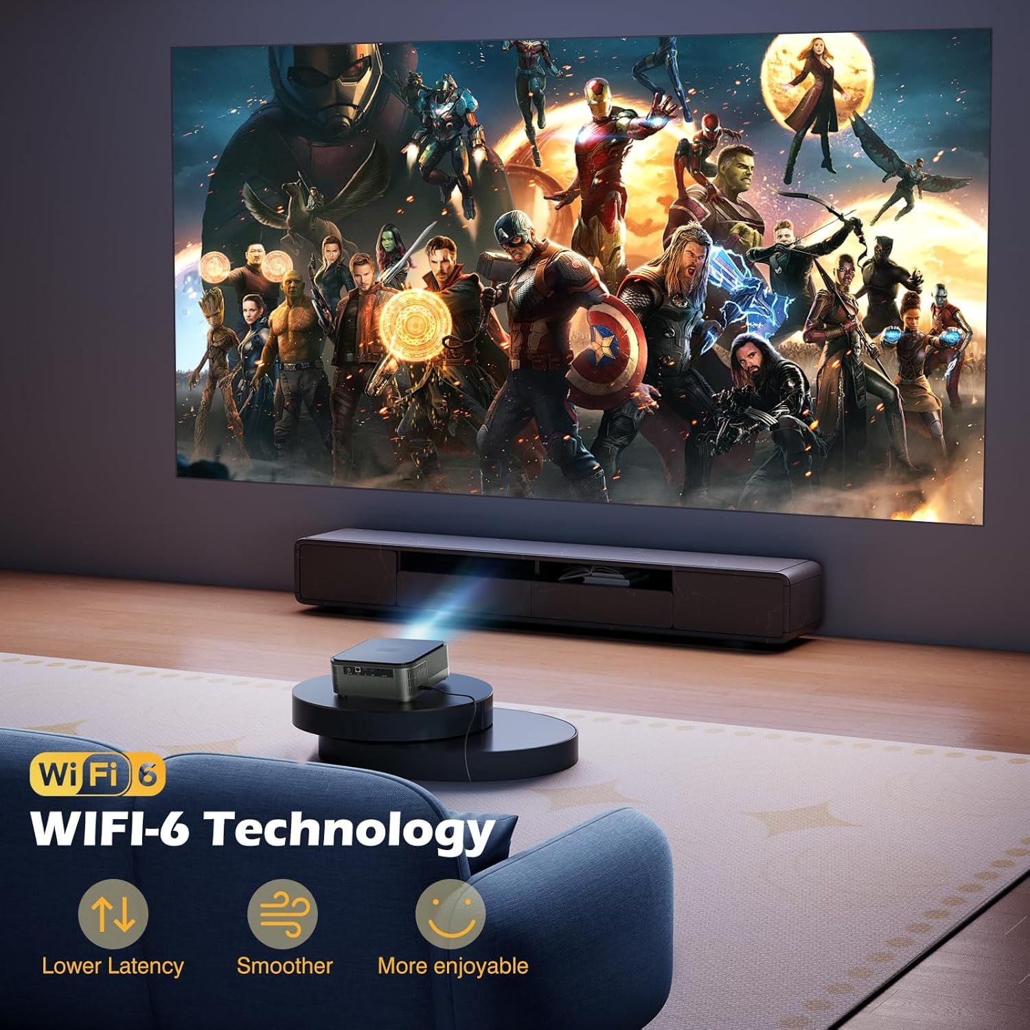 NÖRDIC 4K Projektor 500ANSI Opløsning Dobbeltbånd Bluetooth 5.1