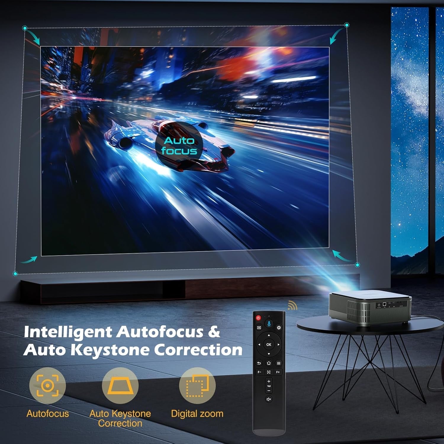 NÖRDIC 4K Projektor 500ANSI Opløsning Dobbeltbånd Bluetooth 5.1