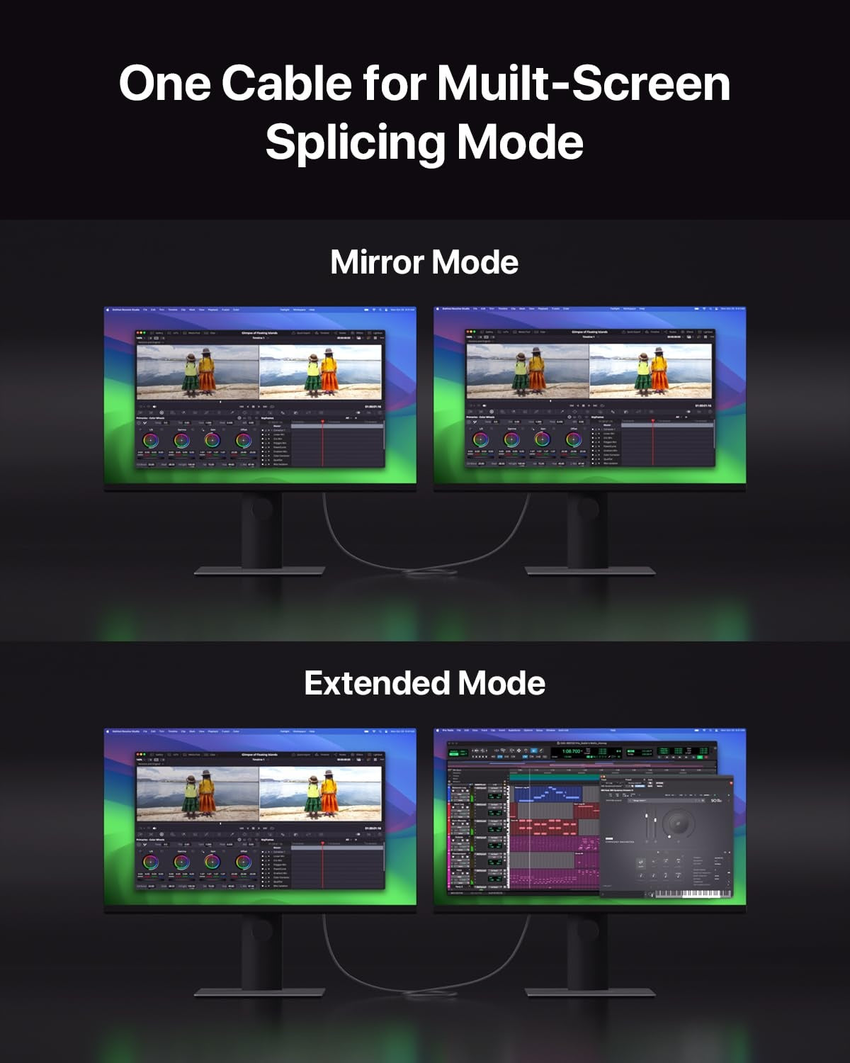 NÖRDIC 50cm DisplayPort til DisplayPort-kabel ver 1.4 UHD i 60Hz 32,4Gbps 8K 10-bit HDR dobbelt-kobber 99,99%