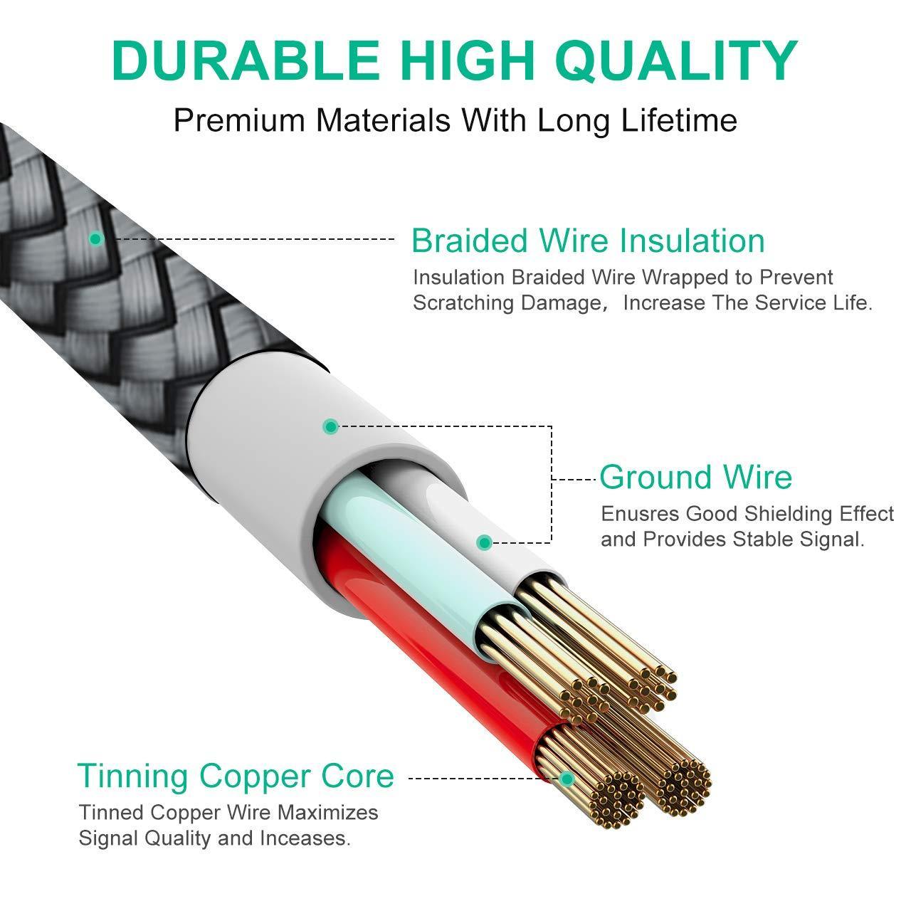 NÖRDIC 50cm USB3.2 Gen1 USB-C til A nylonflettet kabel hurtigopladning 3A 5Gbps Strømforsyning PD 60W