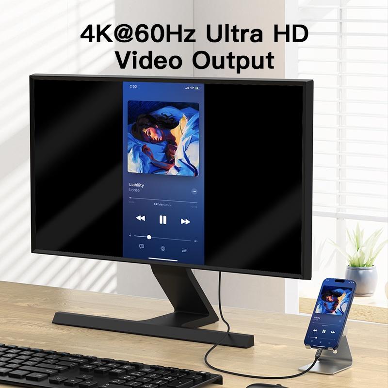 NÖRDIC 50 cm USB3.2 Gen2 USB-C til C Nylonflettet kabel Hurtigopladning med strømforsyning PD100W 10Gbps 5A med Emarker