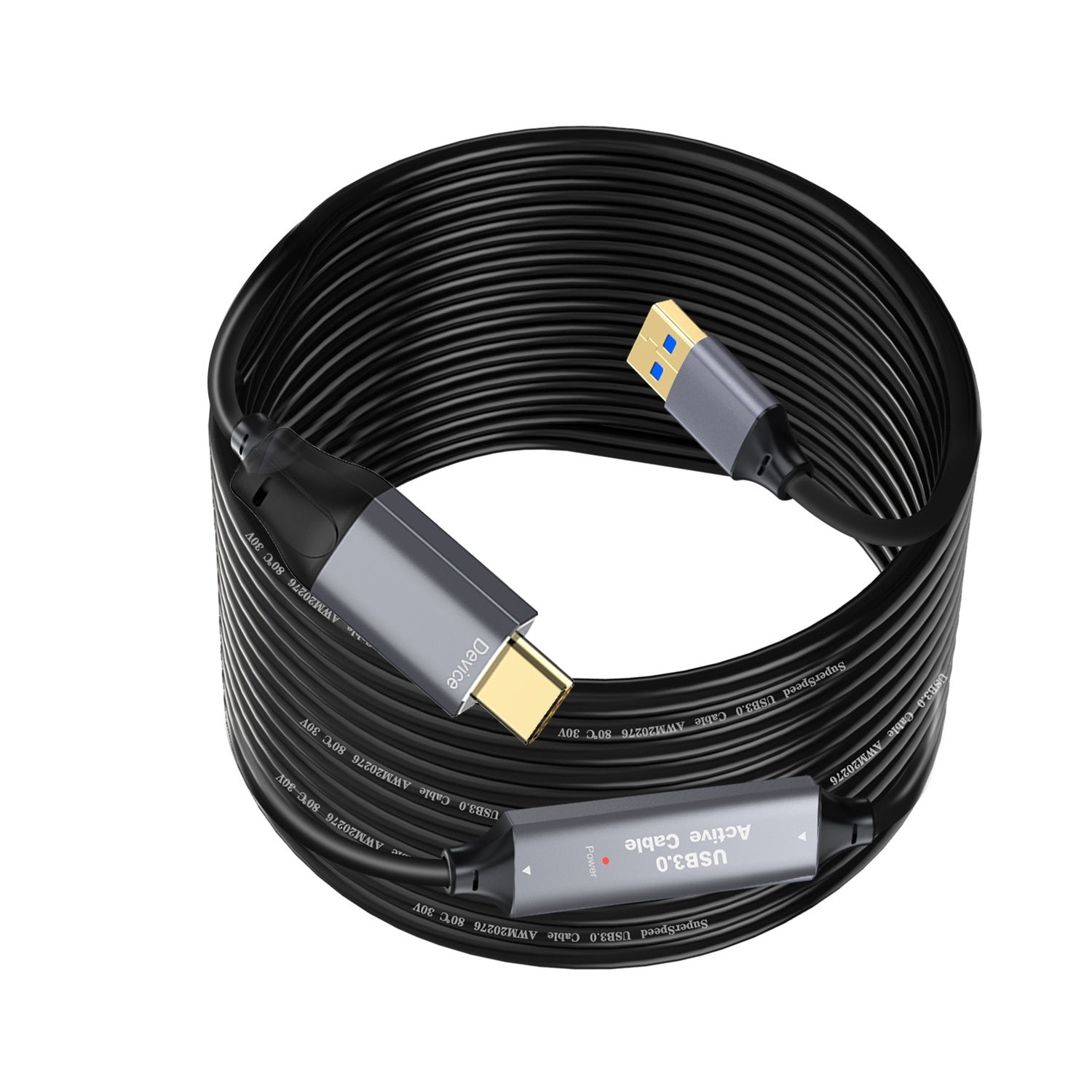 NÖRDIC 5m Aktiv USB 3.0 A til C Kabel, 5Gbps Super Speed USB-kabel Kompatibel med VR, Kamera, Dockingstation og mere