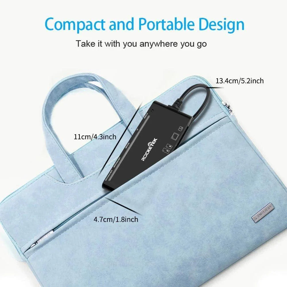 NÖRDIC USB-A kortlæser 7 slot 1xCF, 2xSD, 2xMicroSD, 1xMS, 1xXD UHS-I