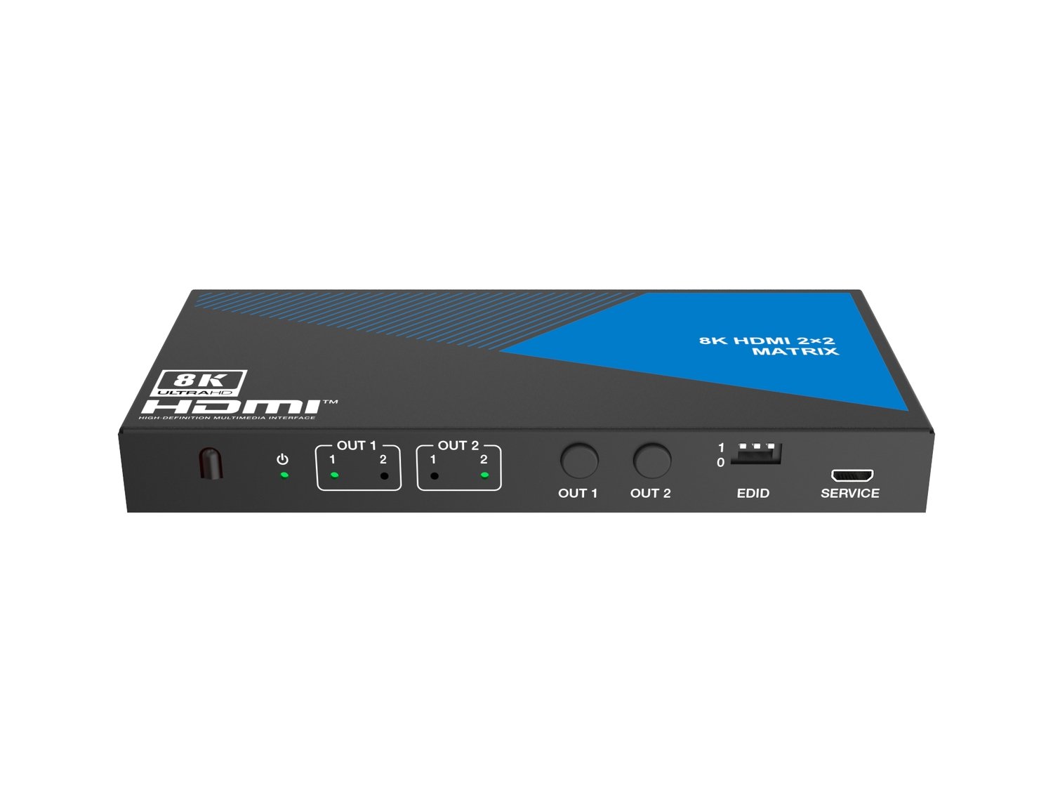 NÖRDIC 8K HDMI 2.1 Matrix switch 2x2 med lyd-extractor Toslink & Stereo EDID CEC, Dolby Atmos, Digital Plus, DTS-EX