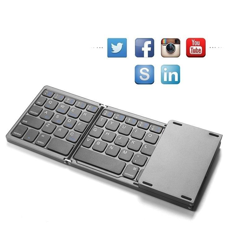 NÖRDIC Bluetooth 5.0 foldetastatur med touchpad 64 taster Multiparring IOS Android Windows US Layout