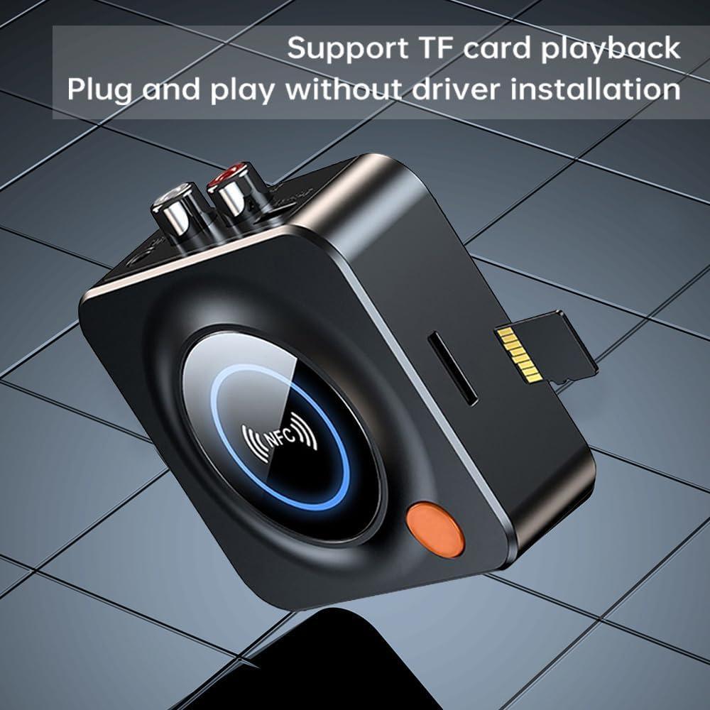 NÖRDIC Bluetooth 5.1-modtager, med NFC, TF-kortslot, 3,5 mm AUX/RCA, Trådløs adapter, lav latenstid til stereoanlæg til streaming af musik til hjemmet