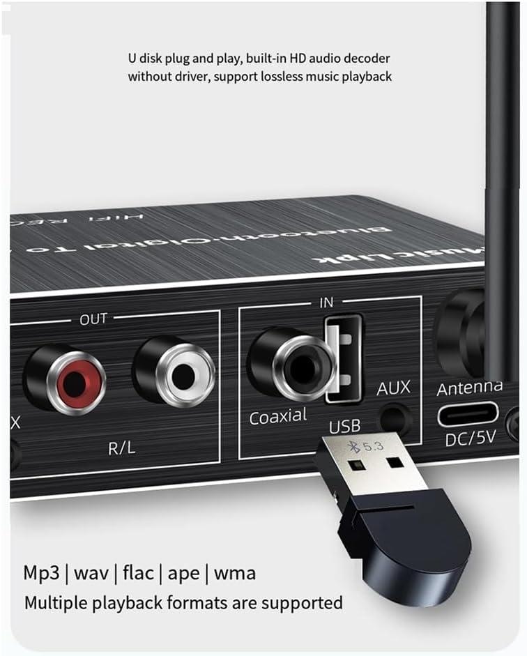 NÖRDIC Bluetooth 5.3 Audio Modtager DAC Konverter USB Hukommelse 3.5MM AUX RCA Coaxial
