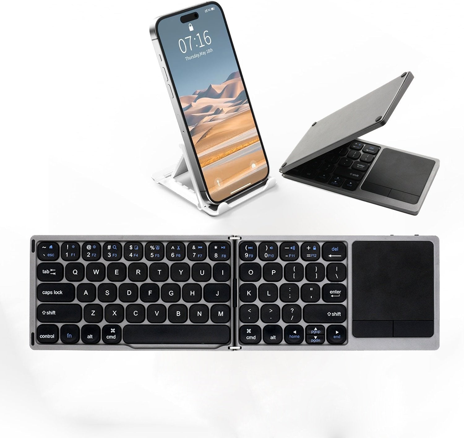 NÖRDIC Bluetooth-tastatur med touchpad US Layout 64-taster MacOS, iOS, Windows, Android