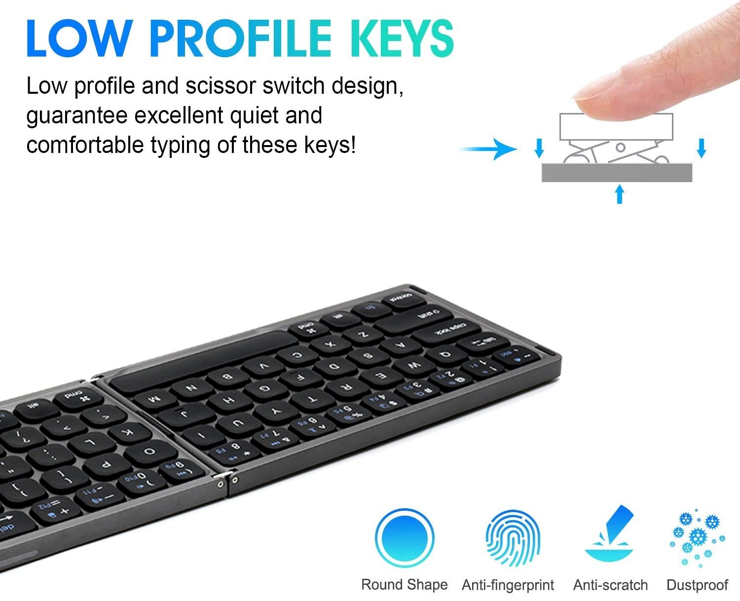 NÖRDIC Bluetooth-tastatur med touchpad US Layout 64-taster MacOS, iOS, Windows, Android