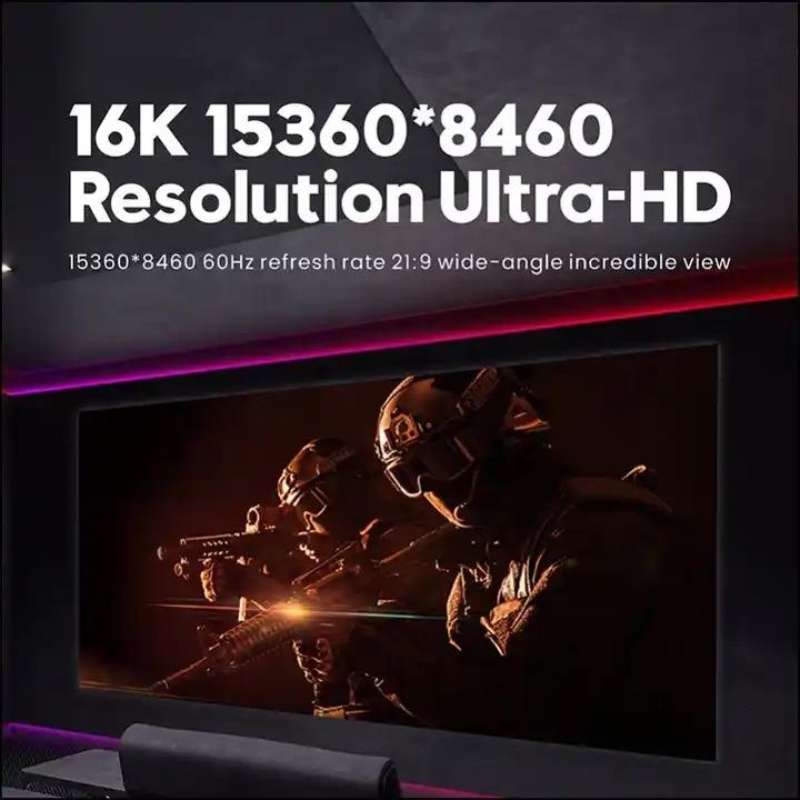 NÖRDIC 2m nylon flettet Displayport 2.1 kabel DP80 UHBR20 80Gbps 16/10/8K60H 4K165/144Hz DSC1.2a HDR HDCP2.2 FreeSync G-Sync