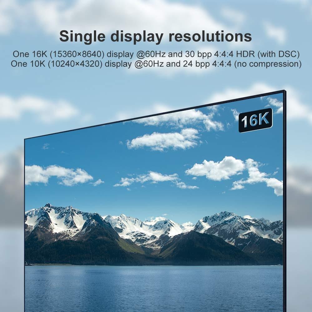 NÖRDIC CERTIFICEREDE KABLER 50 cm VESA Certified nylon flettet Displayport 2.1 kabel DP80 UHBR20 80Gbps 16/10/8K60H 4K165/144Hz DSC1.2a HDR HDCP2.2 FreeSync G-Sync