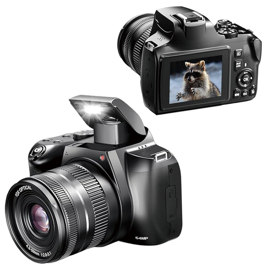 NÖRDIC Digital Camera 4K 64M with WiFi, 10X Optical Zoom Vlogging Camera for YouTube Autofocus Compact Camera