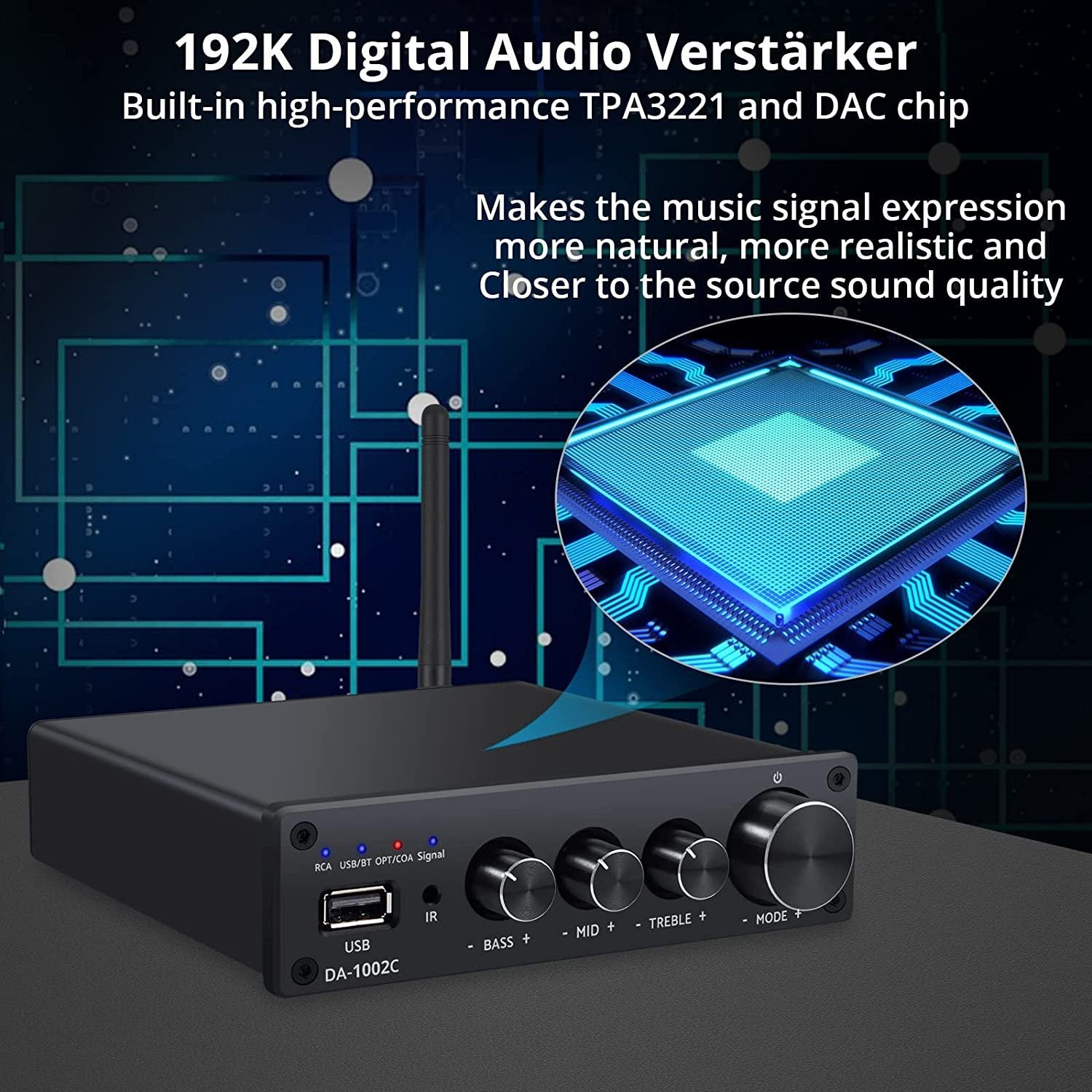 NÖRDIC Bluetooth Hifi Class-D forstærker og digital til analog konverter DAC