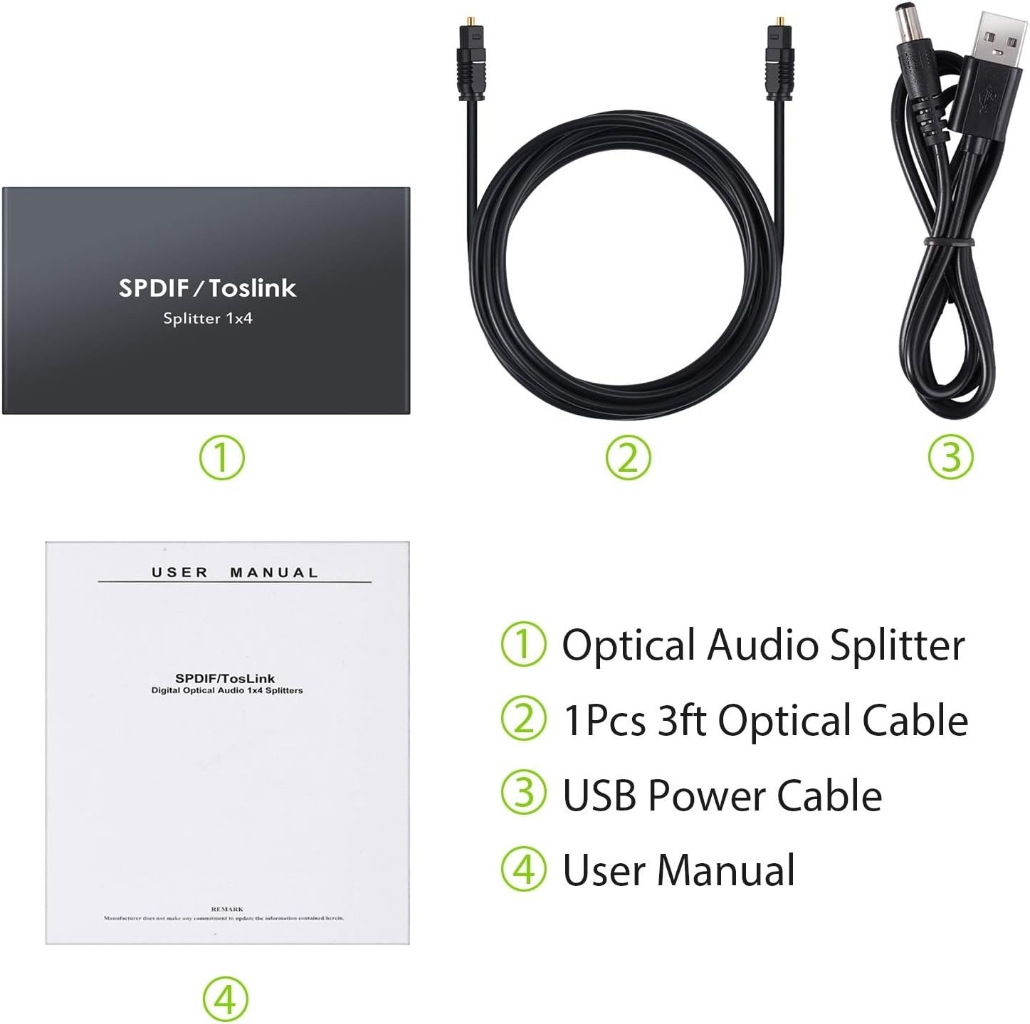 NÖRDIC Optisk S/PDIF Toslink 1 til 4 Splitter 192kHz