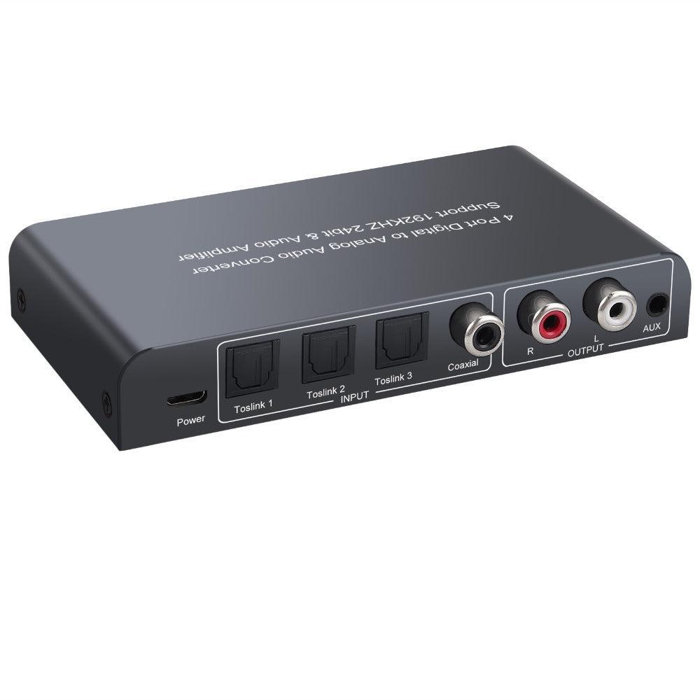 NÖRDIC Digital til analog audio konverter 3x optisk SPDIF og 1x Coaxial Toslink til analog L / R med fjernbetjening DAC D / A-konverter konverter
