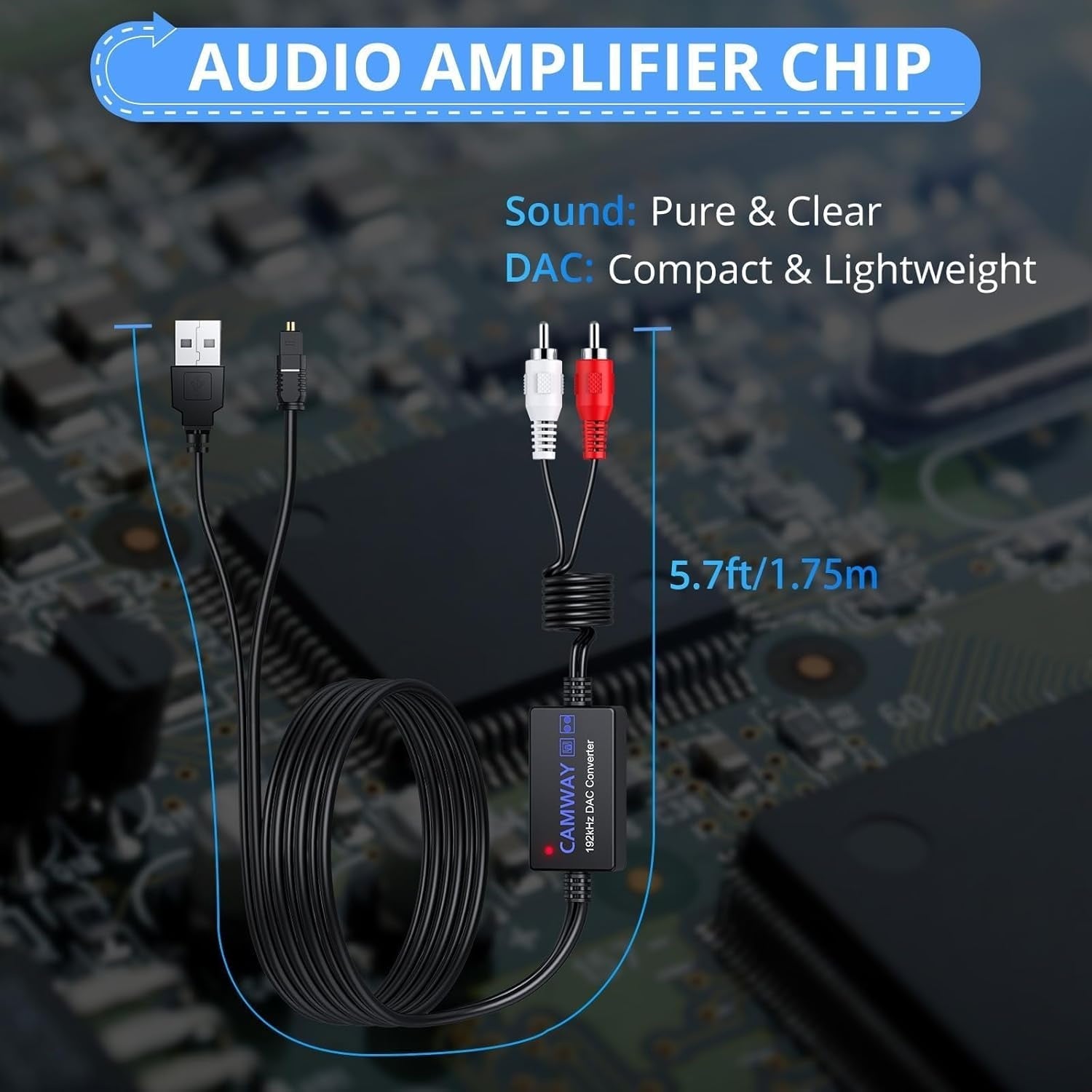 NÖRDIC Digital to Analog Audio Converter,Optical to RCA Converter,SPDIF to RCA,192kHz DAC Converters