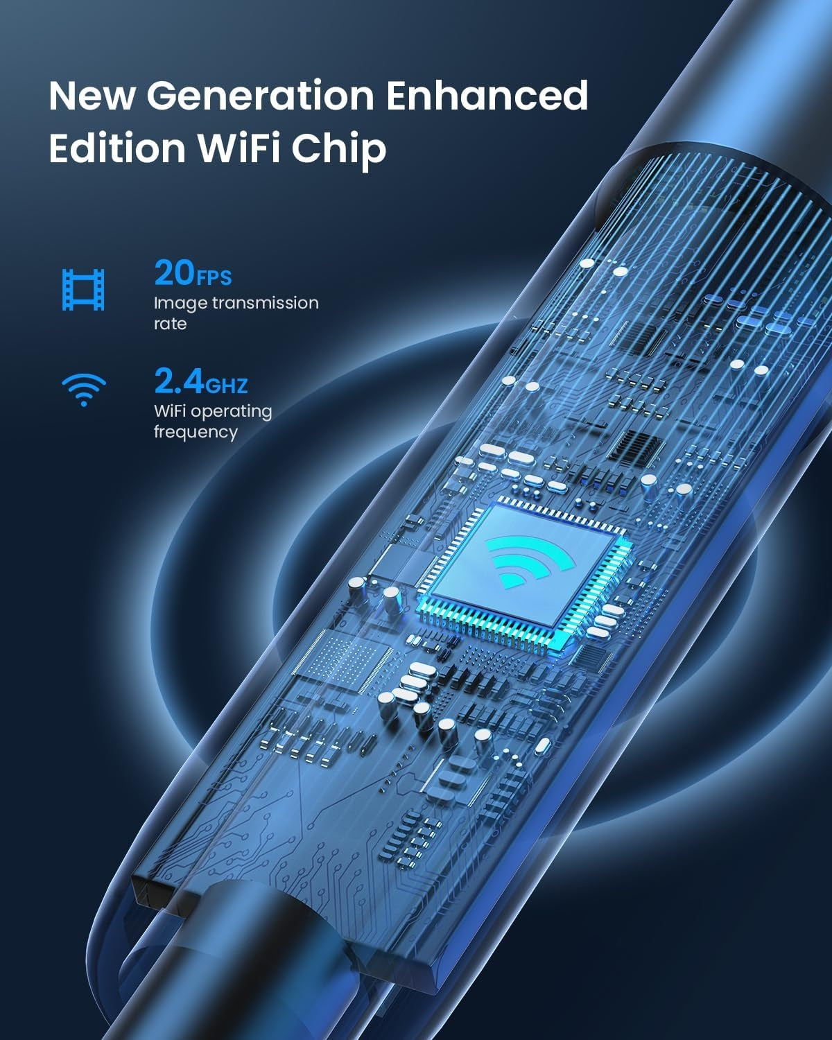 NÖRDIC Endoskopkamera til mobiltelefon med lys, 1080P HD, 8 LED-lys, vandtæt IP67, intet WiFi kræves, Android og iOS