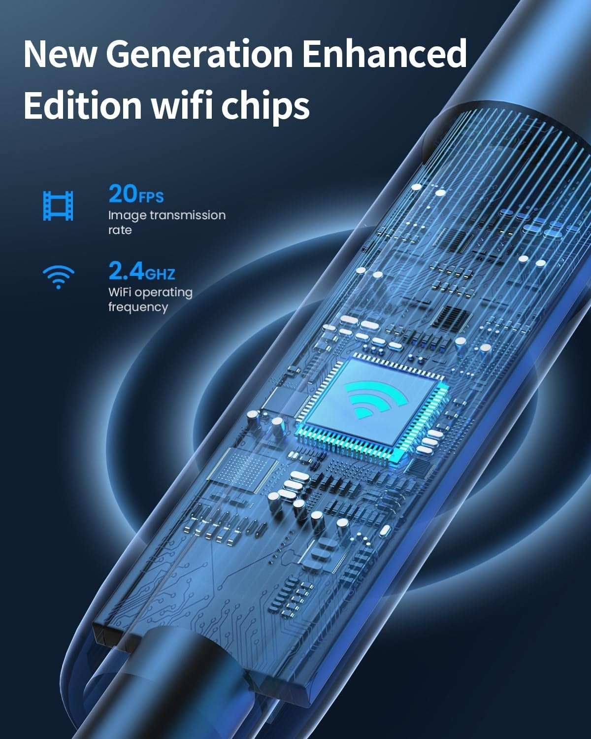 NÖRDIC Endoskopkamera med dobbeltlinse til mobiltelefon med lys, 1080P HD, 8 LED-lys, vandtæt IP67, intet WiFi kræves, Android og iOS