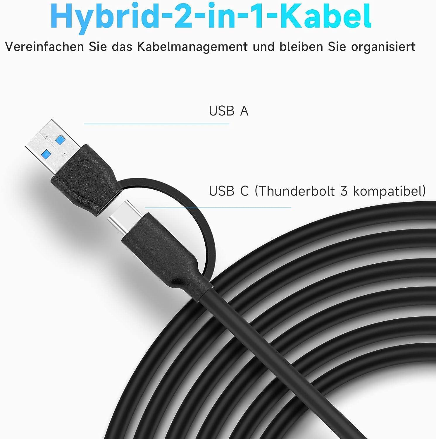 NÖRDIC GEN 3.2 USB-C og USB-A drevet Hub 7ports 7x10Gbps 1m kabel individuel switch