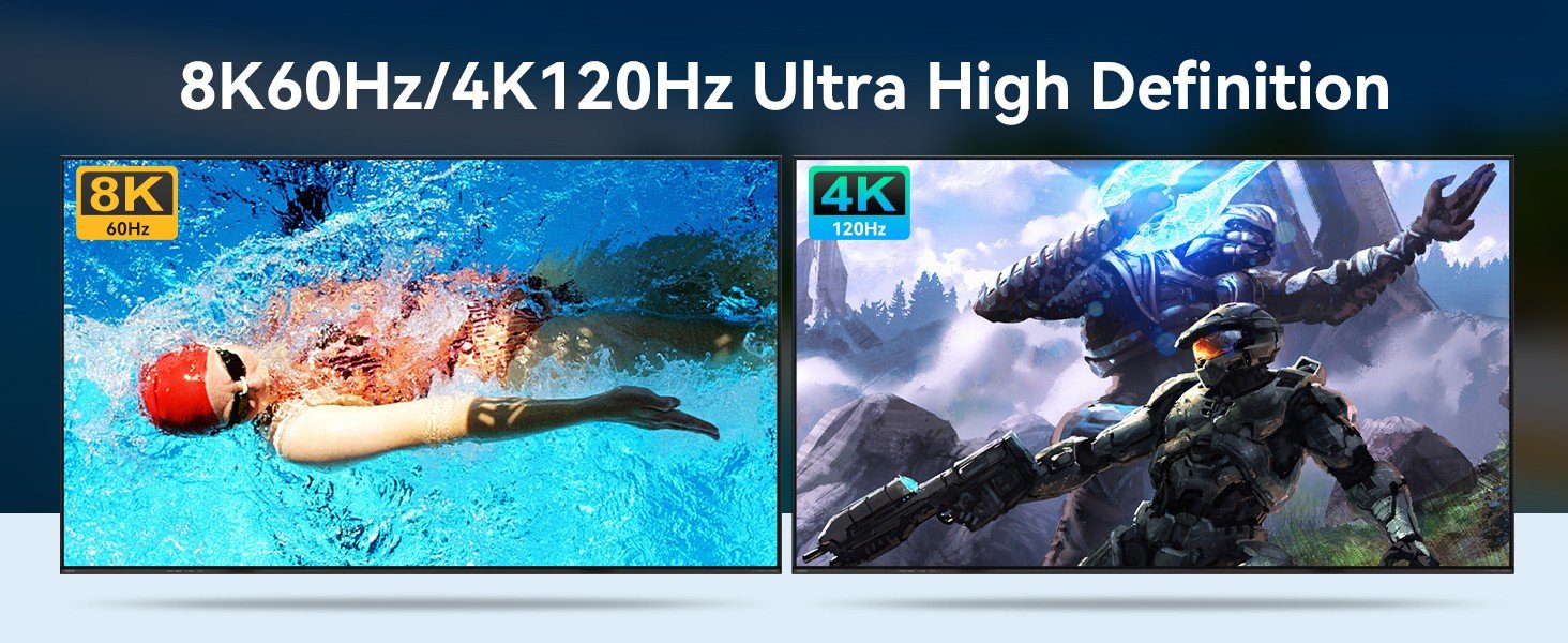 NÖRDIC HDMI 2.1 KVM-switch 2 computere 3 skærme 8K60Hz 4K144Hz Triple skærm 4 USB 3.0 til 2 PC deler 3 skærme