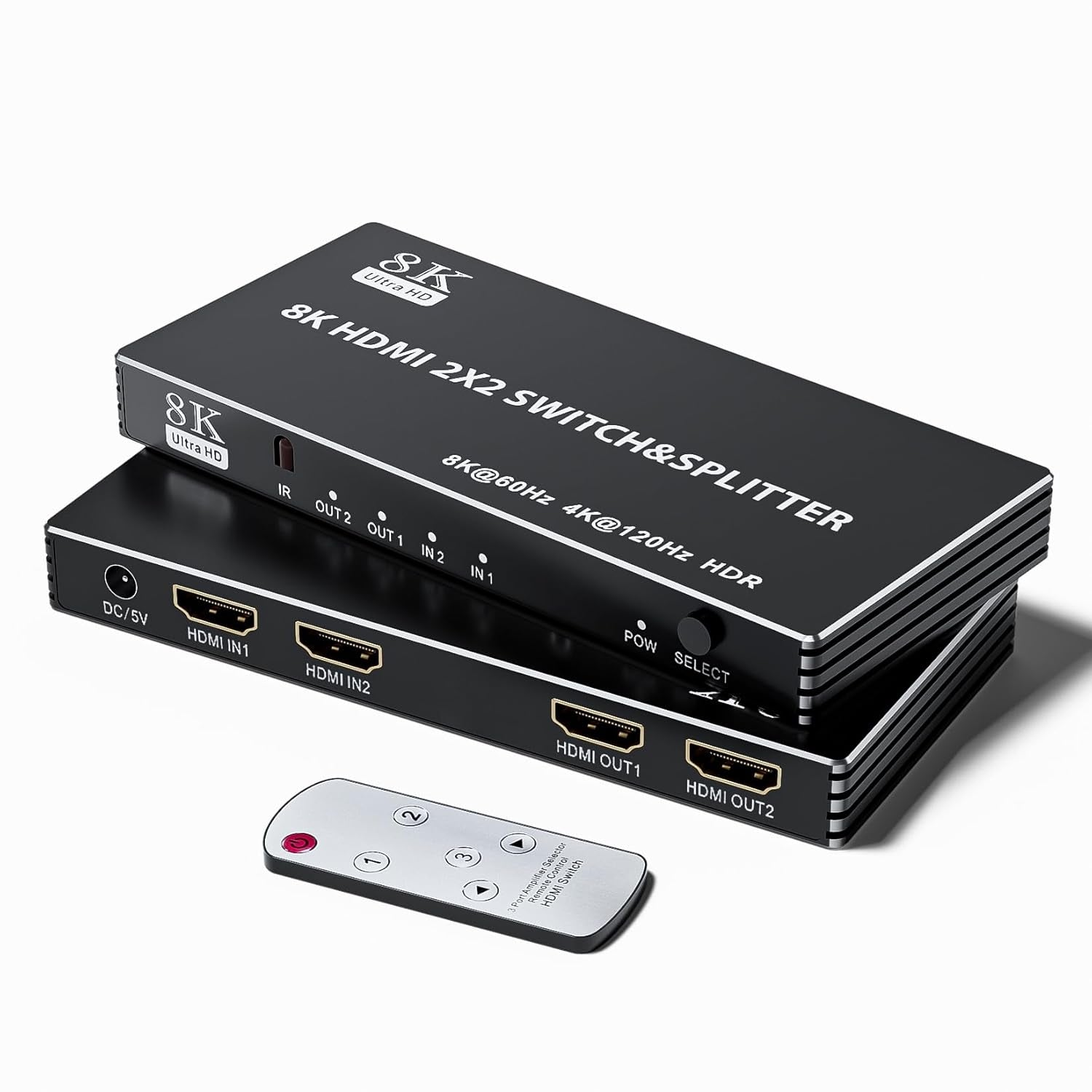 NÖRDIC HDMI 2.1 Switch & Splitter 2x2 8K60Hz 4K120Hz HDR HDCP2.3