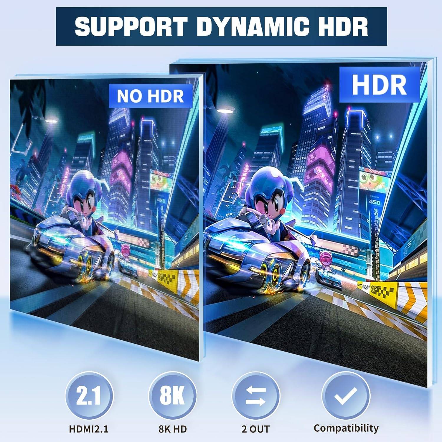 NÖRDIC HDMI 2.1 Switch & Splitter 2x2 8K60Hz 4K120Hz HDR HDCP2.3