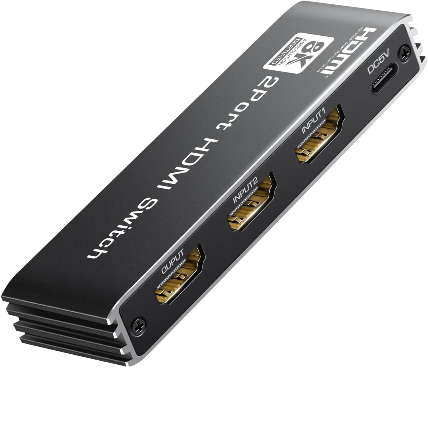 NÖRDIC HDMI 2 til 1 switch 8K60Hz 4K@120Hz med fjernbetjening, aluminium