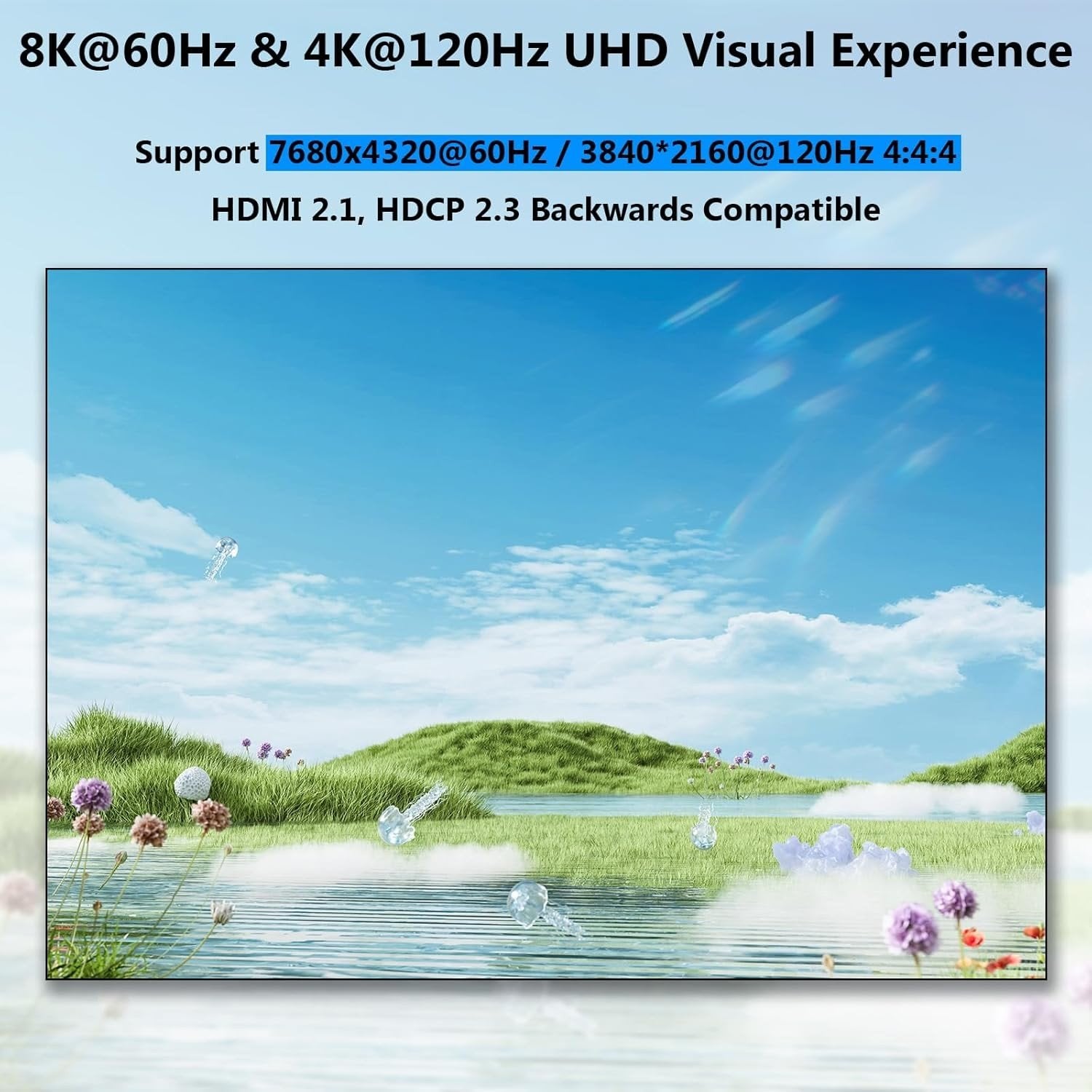 NÖRDIC HDMI 8K60Hz KVM-switch 4 til 1 understøtter UltraWide-skærm