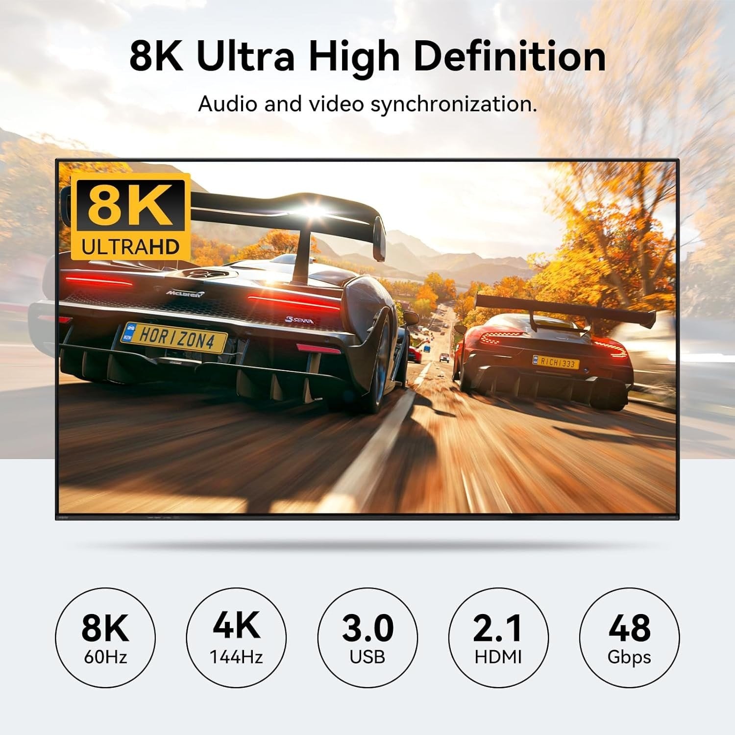 NÖRDIC HDMI KVM-switch 4 computere 1 skærm 8K 60Hz 4K 144/120Hz 4xUSB-enheder